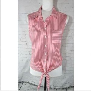 Chico's Tie Front Top Pink Large Sleeveless